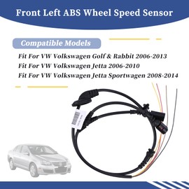 Getfarway Front Left ABS Wheel Speed Sensor Wire Harness Cable 1K0927903R 1K0927903B Compatible with VW Volkswagen Golf & Rabbit 2006-2013│Jetta 2006-2010│Jetta Sportwagen 2008-2014