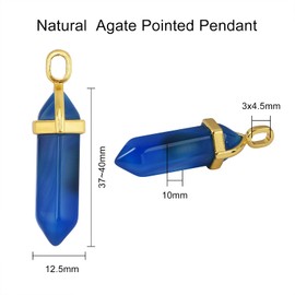 BEEFLYING 10 Pcs Bullet Shape Healing Pointed Natural Agate Pointed Pendants Hexagonal Crystal Pendants Healing Crystal Stone Pendants for DIY Necklace Jewelry Making