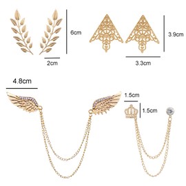 Zaky 7 Pairs Angle Triangle Retro Hollow Pattern Collar Pins Brooch Clip Wings Crown Fawn Diamond Eagle Pin Brooches Shirt Collar Decoration Parts Unisex Suit Clothing Accessories, Zinc