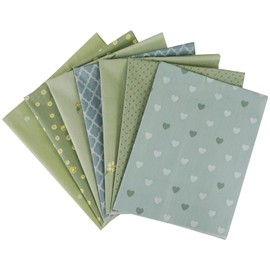Gnognauq 7 Pieces 18x22 inches Cotton Fabric Fat Quarter Fabric Bundles Quilting Cotton Floral Craft Fabric Pre-Cut Squares for Patchwork Sewing Quilting Crafting (Green Blue)