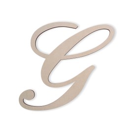 Jess and Jessica Wooden Letter G, 4" Long x 1/4" Thick – Large Wooden Letters for Wall Decor, Unfinished Monogram Cursive Large Letters for Wall Decor or Kids' Nursery Design - English Script Font
