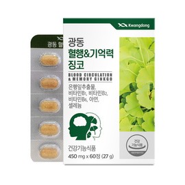 광동제약 (광동)혈행 기억력 징코 60정 1박스(2개월분) 비타민B / 광동제약 (광동)혈행 기억력 징코 60정 1박스(2개월분) 비타민B