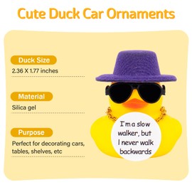 wonuu Encouragement Support Rubber Duck Car Dashboard Decorations, Funny Thinking Positive Duck with Card Creative Duck Car Ornament for Cute Car Accessories, Purple