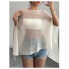 RoseSeek Women's See Through Knit Poncho Shawl 3/4 Sleeve Split