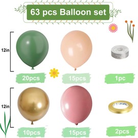 Green and Gold Balloons,60pcs 12In Sage Green Balloons and Nude Blush Pink Party Balloons with Metallic Gold Latex Balloons for Girls Birthday Baby Shower Boho Brida Wedding Party Decorations