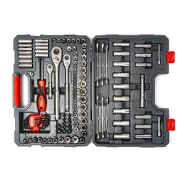 Crescent 142 Piece 1/4", 3/8" & 1/2" Drive 6 & 12 Point Standard & Deep SAE/Metric Mechanics Tool Set - CTK142C