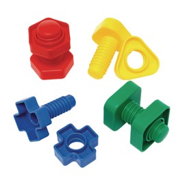 Excellerations Nuts and Bolts - Ages 3+, 96 Pieces with Storage Tub, Preschool Manipulatives, Montessori Toys, Stem Building Blocks
