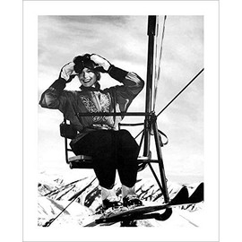Vintage Ski World Sun Valley Single Chair Lift Rider Photo Lodge Decor Wall Art Idaho, Black & White - 11 x 14 in. Available in 2 Sizes and Sepia