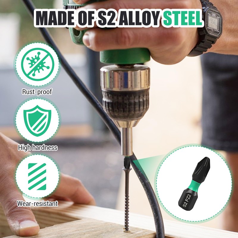 6 Pcs PZ2/PH2 High Magnetic Drill Bit Set, 25L 90L