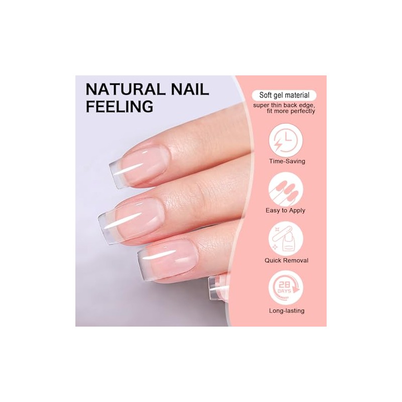 Puntas de uñas cuadradas extracortas de cobertura completa - 216