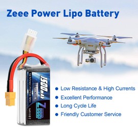 Zeee 11.1V 120C 1500mAh 3S RC Lipo Battery Graphene Battery with XT60 Plug for FPV Racing Drone Quadcopter Helicopter Airplane RC Boat RC Car RC Models(2 Pack)