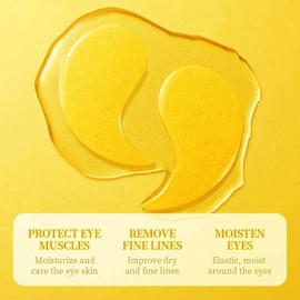 60 Pcs Gold Avocado & Collagen Under Eye Patches, Anti-Wrinkle & Anti-Aging Treatment for Dark Circles, Puffiness, and Eye Bags, Cooling Gel Masks for Women