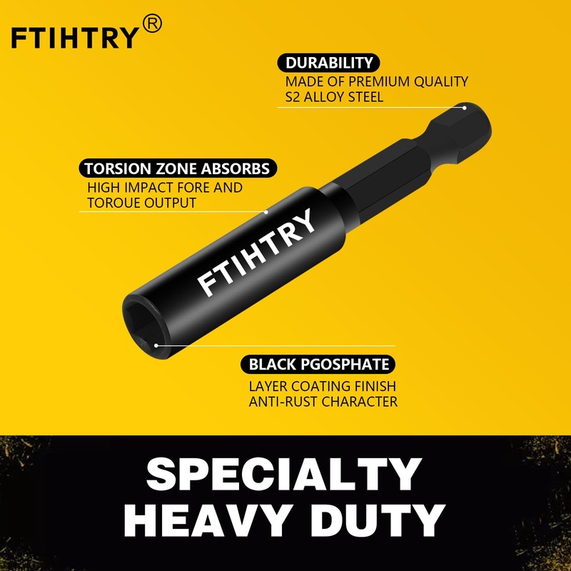 FTIHTRY 1/4”Magnetic Extension Socket Drill Bit Holder, 60mm 100mm 150mm