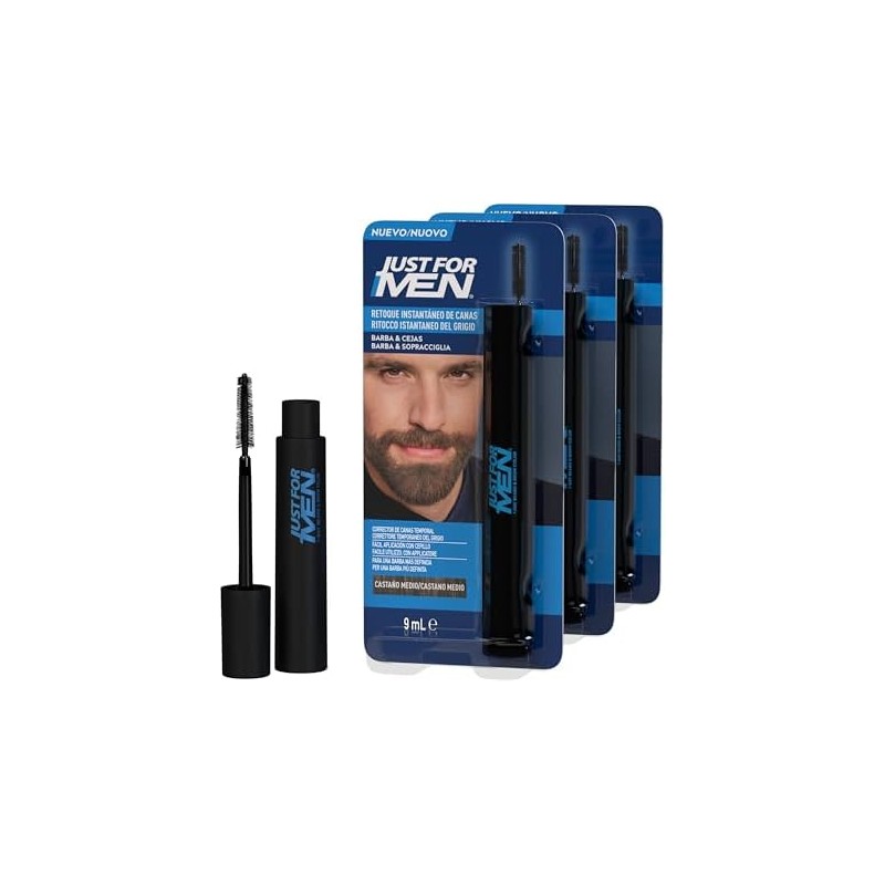 Just For Men Retoque Instantáneo Canas y Cejas, Castaño Medio,
