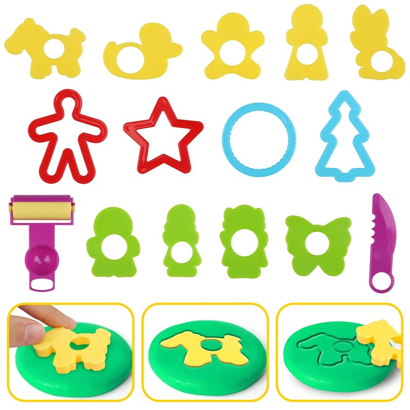 DOITEM Play Dough Tools Set for Kids Letter Molds,Numeral Molds
