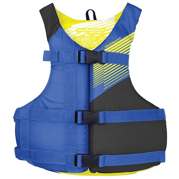 Stohlquist FIT Youth (50-90 Lbs) High Mobility PFD Life Jacket Vest - Coast Guard Approved for KIds, Lightweight Buoyancy Foam, Fully Adjustable for Children & Juniors | Blue & Black