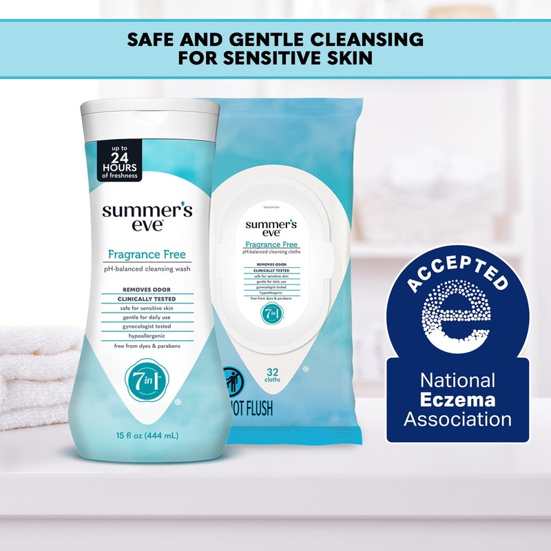 Summer's Eve Feminine Wipes, Fragrance Free, Vaginal Wipes with Gentle