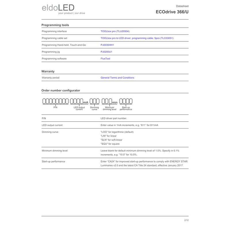 eldoLED | EC0366U2 | 30W 0-10V LED Driver with Smooth