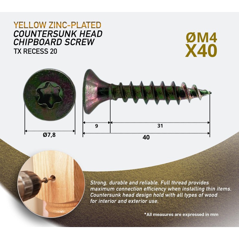 DOJA Barcelona Chipboard Screws with Torx Bit | 100 Wood