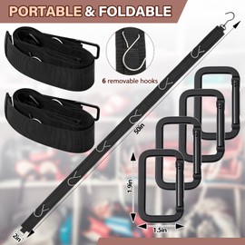 Vincreem 2 Pcs 50 Inch Portable Hockey Gear Hanger Strap Vertical or Horizontal Drying Rack Hockey Equipment Drying Organizer Hockey Stuff Hanger Drying Rack with 2 Adjustable Hook Camping Outdoor