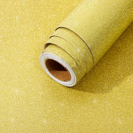 Bright Creations Champagne Gold Glitter Contact Paper Roll for DIY Crafts, Peel and Stick Art Decal for Scrapbooking (17.7 in x 16.5 Ft)