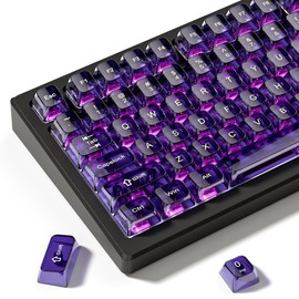 dagaladoo Purple Clear keycaps,Transparent keycaps 60 75 100 Percent,Jelly keycap Set,Shine Through Key caps.,MDA Profile Keyboard Key Cap for Mx Switches Mechanical Keyboard(115key)
