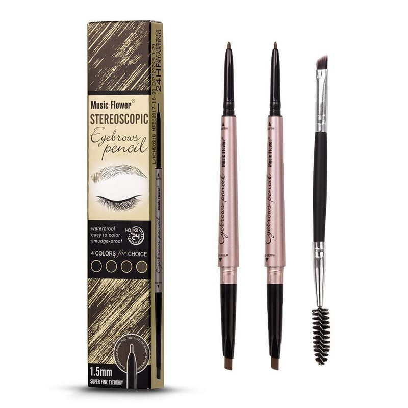 HeyBeauty Eyebrow Pencil with Brow Brush, Double Ended Eyebrow Pen,