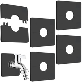 5 Pcs Escutcheon Plate Wall Split Flange 28mm/1.1inch Split Flange Toilet Pipe Flange Cover Pipe Cover Black ABS Plumbing Wall Cover Plates Square Self Adhesive Wall-mounted Kitchen Water Pipe Cover