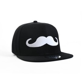 True Heads Moustache Black Snapback Baseball Cap