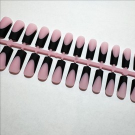 SXC Cosmetics X-Pro Tips French Tip Press on Nails – French Black Edition (BLACK117KIT-M Square)