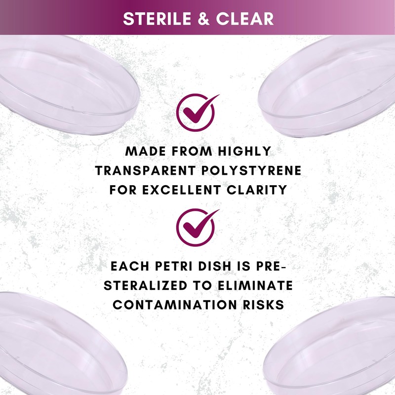 Labsales Clear Sterile Plastic Petri Dishes Uncoated with Vent and