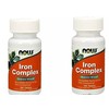 2 x NOW Iron Complex Non Constipating Essential Mineral 100