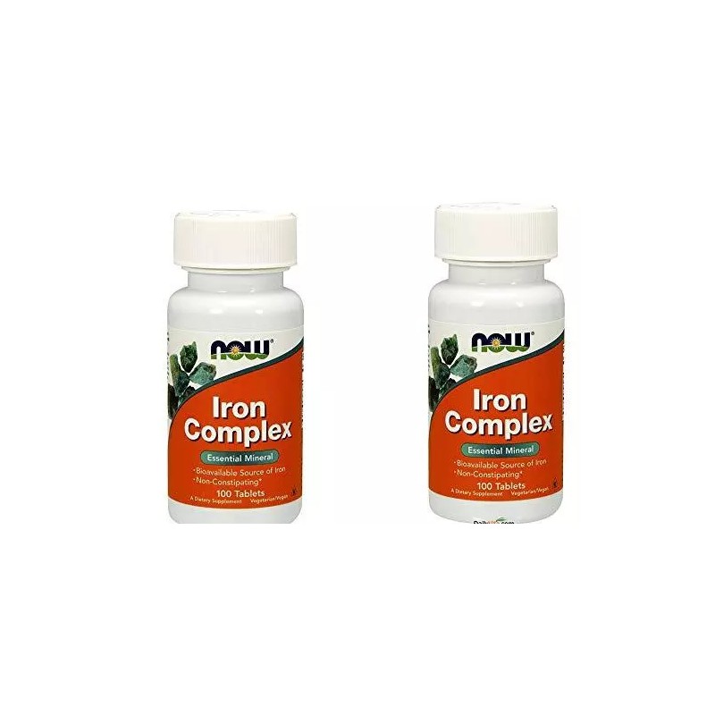 2 x NOW Iron Complex Non Constipating Essential Mineral 100