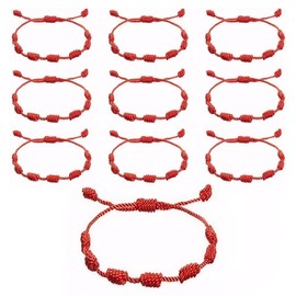 Red Bracelet for Protection Red String Bracelet Set – 10PCS Adjustable Kabbalah Bracelets with 7 Knots, Durable Woven Cord, Symbol of Good Luck and Protection, Unisex Design