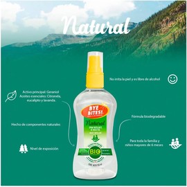 BYE BITES Repelente de Mosquitos NATURAL en Spray - Con Geraniol, Citronela y Eucalipto, Fórmula Natural y Biodegradable - En DUOPACK de 130 ml c/pieza - Protégete de los Insectos