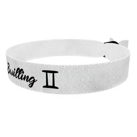 Zwilling Sternzeichen Text weiß Stoffarmband - Satin Armband - wasserfest & langlebig - Geschenkidee für Zwillinge - astrologisches Armband - personalisiertes Armband - modisches Accessoire