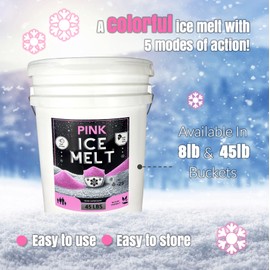 Peach Country Pink Ice Melt -25°F Effective, Eco-Friendly De-Icer, Fast-Acting Granules for Driveways, Walkways & Entryways, 45 lb Pail