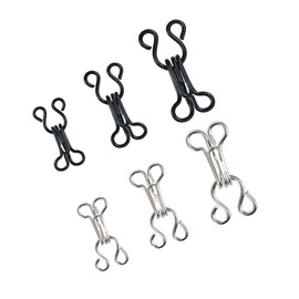 90 Pairs Sewing Hooks and Eyes Closure for Bra Clothing Trousers Skirt Jackets Fasteners Sewing DIY Craft,3 Sizes (Black and Silver)