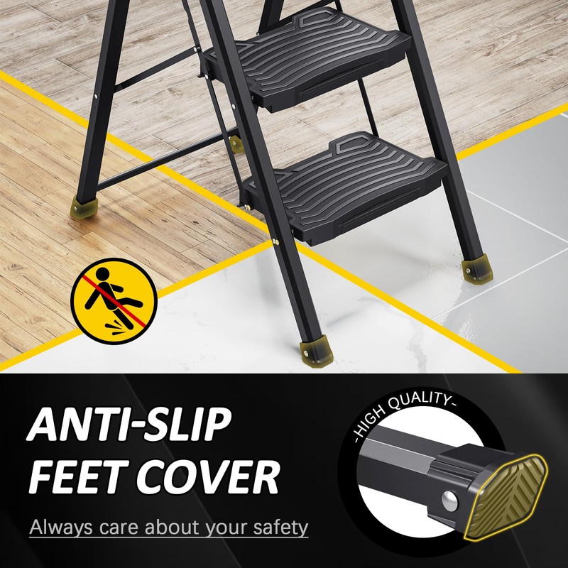 KINGRACK Step Ladder 4 Step Folding, 900lbs 4 Step Ladder