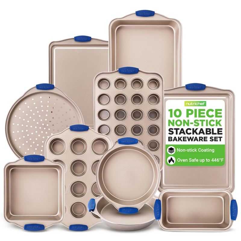 NutriChef 10-Piece Nonstick Bakeware Set - Premium Carbon Steel Baking
