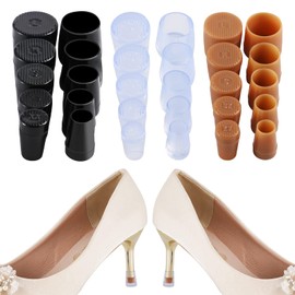 AIEX 15 Pairs High Heel Protectors, Shoe Heel Savers Stoppers Black Apricot Clear Shoe Heel Protectors Covers for Grass Gravel Wedding Outdoor Activities for Stable Walking (XX, XS, S, M, L)