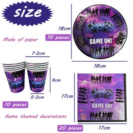SUNSK Party Supplies Tableware Set for Video Game Parties, Fortnite Theme, 52 Pieces Including 10 Cups, 10 Plates, 20 Napkins