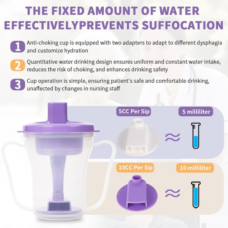 EZSLINGGLIDE Dysphagia Regulating Drinking Cup – Spill-Proof Adaptive Cup for