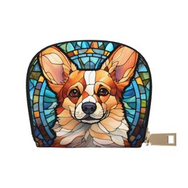 TOMASLINK Dog Credit Card Holder Wallets For Women, Small Damn Funny Dog Print Card Case Wallet With Zipper, Pu Leather Card Holder Wallet For Ladies Girls Boys Kids (Corgi-CHC)