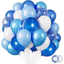 Balloons Confetti Pack of 50 12 Inch with Ribbon Decoration Party Birthday Wedding Birthday Celebration Confession Surprise Event Blue