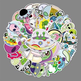50Pcs Aliens Stickers Cool Stickers no Repeat Stickers for Kids Adults Teens Waterproof Vinyl Sticker for Luggage Computer Skateboard Bike for for Kids Teens Girls (Aliens)