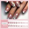 White French Tip Press on Nails Short Square Flower Fake