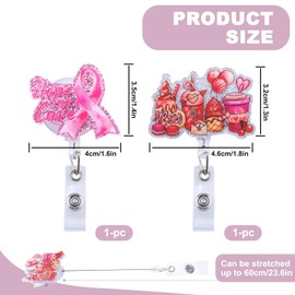 SNOMEL 2 Pieces Dessert & Ribbon Nurse Badge Reel, Pink Cute Work Badge Clip Retractable, Name Tag ID Card Holder Alligator Clip Accessories for Office School Hospital Doctor Teacher Worker