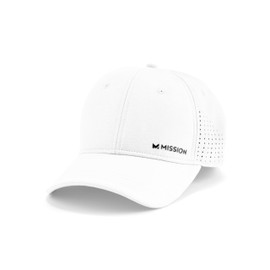 MISSION Cooling UPF Vented Performance Hat - Unisex One Size Cap for Workouts, Golf & Running - Sweat & Water Activated Technology (White)