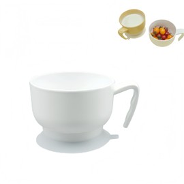 UKYCEORA Adaptive Bowl, Bowl with Suction Cup, Non-Slip Silicone Mowl, Suitable for The Elderly, Patients with Parkinson's Disease, Hand Injuries, etc.(White)